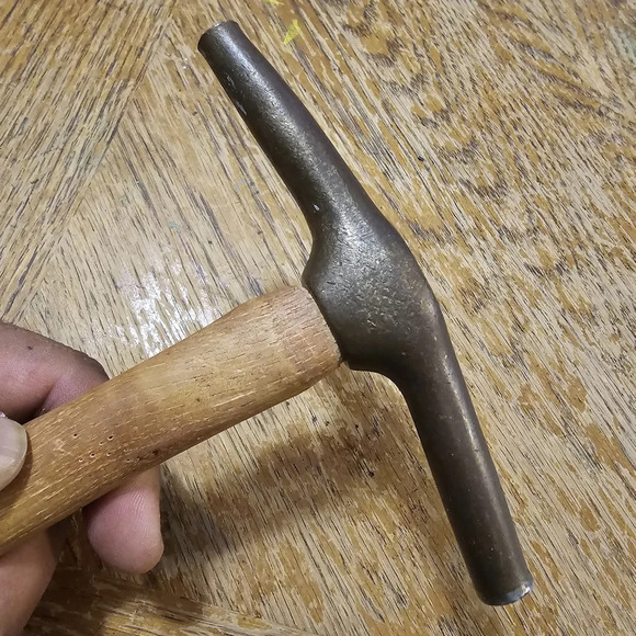 Vintage  G.W. Mount Brass Head Tack Hammer With Wooden Handle 6 Inch X 9 Inch so - Picture 4 of 8